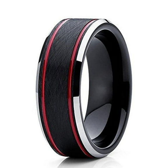 Silly Kings 8mm Red Tungsten Carbide Wedding Band Handmade Ring Comfort Fit Mens 12