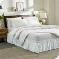 thumbnail image 5 of Bare Home Adjustable Wrap Around Bed Skirt - 15 Inch Drop - Easy Fit - Ruffle Pleats - Full, White, 5 of 6