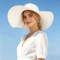thumbnail image 2 of Shadoumai Womens Wide Brim Sun Hat Cotton Linen UPF 50+ Outdoor Travel Beach Hats Ponytail Packable Adjustable Bucket Hat, 2 of 6