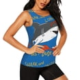 thumbnail image 2 of Balery Shark With Sunglasses and Lobste Camiseta sin mangas estampada ligera para mujer, tops de entrenamiento sin mangas, camisetas de yoga transpirables de secado rápido.-Small, 2 of 7