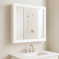 thumbnail image 3 of Design House 30" Wood Wall Mount Tri-View Medicine Cabinet, White, 3 of 11