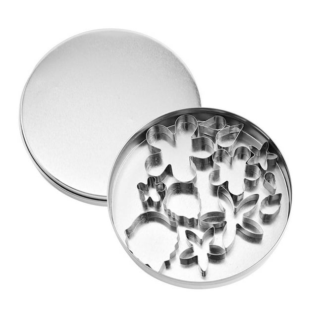 Stainless Steel Flower Leaf Fondant Cutter Set 12 Pcs Cake Decorating Tool for Cookies Dough and Pastries