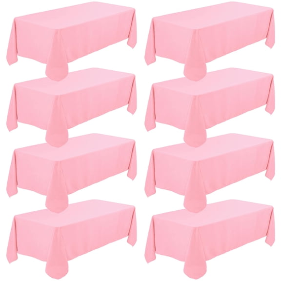 Pink 60 x 84 Inch 8 Pack Rectangle Tablecloth For Wedding Party Banquet