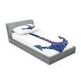 thumbnail image 2 of Ambesonne Ocean Fitted Sheet & Pillow Sham Set, Anchor Image Sea Marine, Twinxl, Purple and Blue, 2 of 2