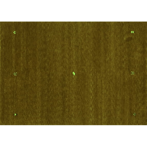 Ahgly Company Indoor Rectangle Abstract Green Contemporary Area Rugs, 2' x 5'