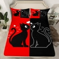 thumbnail image 2 of jejeloiu Black Cat Kitten Twin Sheet Sets,Happy Valentine'S Day Twin Fitted Sheet,Western Valentine Gifts Flat Sheet For Men Women,Microfiber Bedroom Decor,3pcs, 2 of 7