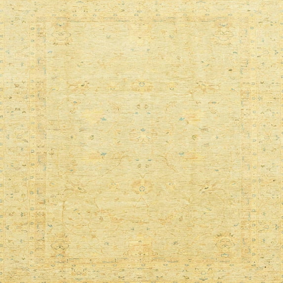 Ahgly Company Machine Washable Indoor Square Abstract Chrome Gold Yellow Area Rugs, 5' Square