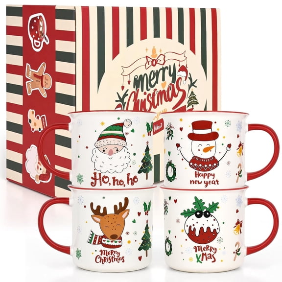 Futtumy Christmas Gifts for Ceramic Mugs, Santa Snowman Reindeer Mugs Gifts, Christmas Gifts, Birthday Gifts, White 13 fl oz Coffee Mugs Ceramic Mug Tea Cup