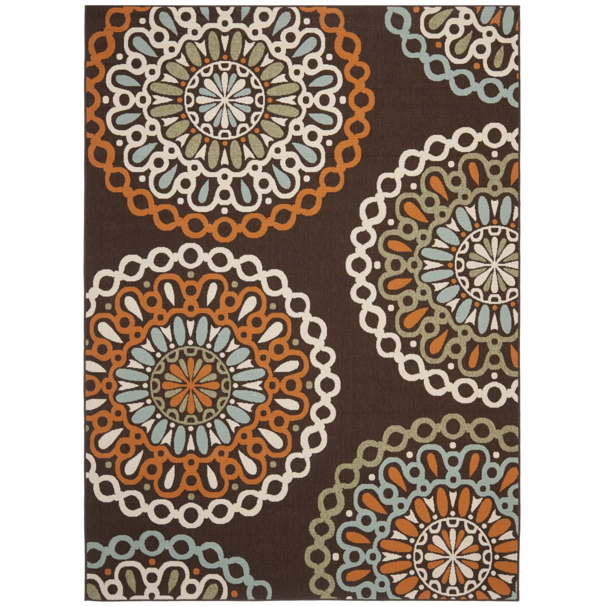 SAFAVIEH Veranda Axum Geometric Indoor/Outdoor Runner Rug, Chocolate/Terracotta, 2'3" x 12'