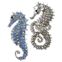 2 Pieces Crystal Brooch Seahorse Shaped Costume Jewelry Pretty Accessory
