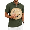 thumbnail image 4 of idosla Mens Quarter Zip Polo Shirts Casual Summer Knit Textured Short Sleeve Shirt Beach Vacation Stretchy Golf Shirts (Army Green, 3XL), 4 of 9