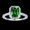 thumbnail image 3 of Women's 8x6mm Green Simulated Emerald 925 Sterling Silver Cubic Zirconia Engagement Promise Ring, 3 of 5