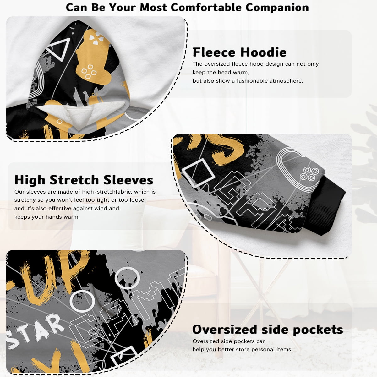 BlessLiving Wearable Blanket Hoodie for Kids, Oversized Sherpa Fleece Sweatshirt Blanket, 60x40"