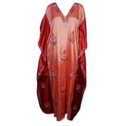 Mogul Crewel Traditional Embroidered Designer Maxi Caftan Silk Blend Resort Wear Cover Up House Dress Comfy Double Shaded Evening Dresses