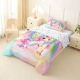 thumbnail image 2 of Manfei Cute Unicorn Twin Comforter Sets,Dreamy Rainbow Bedding Set,Multicolor,Colorful Stars Reversible,2-Piece,1 Comforter and 1 Pillowcase, 2 of 7