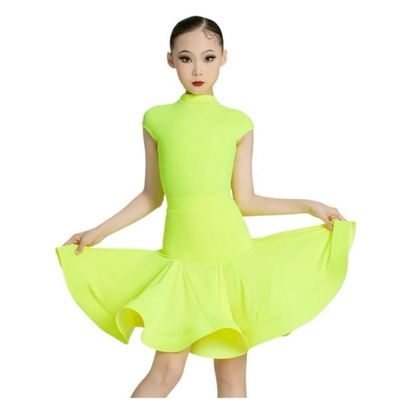 National Standard Latin Dance Competitiom Dresses Girls Short Sleeve Ballroom