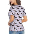 thumbnail image 3 of Honeii Dachshund Dog Print Women's Classic V-Neck T-Shirt,Womens Fashion Tops,Stylish Everyday Top for Women, Casual Summer Spring Outfits Clothes-Large, 3 of 5