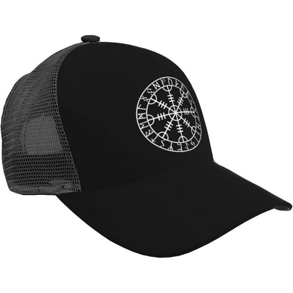 Vikings Helm of Awe Rune Trucker Hat - Mesh Baseball Snapback Cap for Men Or Women Outdoors