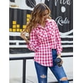thumbnail image 6 of Weardear Womens Flannel Shirts Long/Roll Up Sleeve Collared Button Down Plaid Shirt Casual Work Tops, 6 of 9