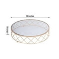thumbnail image 3 of Efavormart 14" Round Metal Geometric Cake Stand Cake Riser with Glass Top Glossy Metallic Finish for Dessert Cupcake Pastry Candy Display Plate Event, Birthday Party, 3 of 11