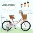 thumbnail image 5 of Costway 18" Kids Bike with Height Adjustable Handlebar Seat Basket Bell Training Wheels Pink, 5 of 9