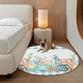 thumbnail image 3 of Summer Beach Round Living Room Rugs 3.3 ft, Ocean Colorful Coral Shell Starfish Seaweed Blue Plaid Washable Area Rug with Non-Slip Sturdy Edge Binding Round Front Door Mat Floor Carpet for Entryway, 3 of 9