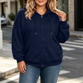 thumbnail image 4 of Tqcoqu Plus Size Women's Zip Up Hoodie, Casual Long Sleeve Drawstring Solid Hooded Sweatshirt Jacket with Pocket, 4 of 9