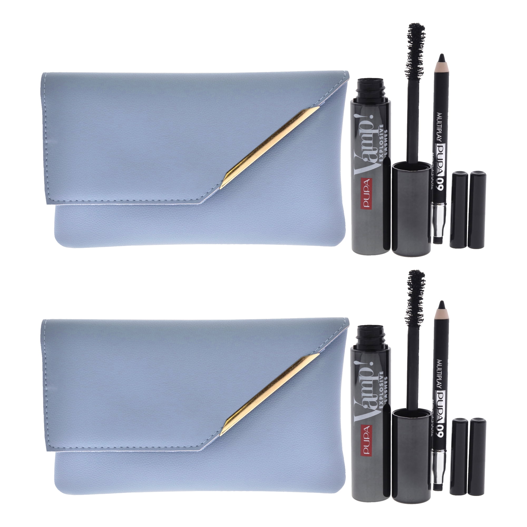 Pupa Milano Vamp! Explosive Lashes and Multiply Set - Pack of 2 , 3 Pc 0.40oz Vamp! Explosive Lashes Mascara - 110 Black, 0.03oz Multiplay Eye Pencil - 09 Black, Wallet