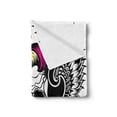 thumbnail image 2 of Gothic Soft Flannel Fleece Throw Blanket, Crazy Design Skull with Swirling Beard Hair and Wings, Cozy Plush for Indoor and Outdoor Use, 50" x 60", Magenta Yellow, by Ambesonne, 2 of 5