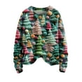 thumbnail image 5 of NMMUED Christmas Sweaters Ladies Christmas Tops Graphic Sweaters for Women Christmas Clothes for Women Womens Crew Neck Sweater Vintage Christmas Sweater Pullover Sweaters for Women Dark Green L, 5 of 5