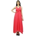 thumbnail image 3 of Bimba Women's Long Maxi Cotton Beach Dress Drawstring Waist Strappy Resort Dresses, 3 of 9