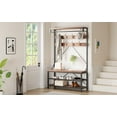 thumbnail image 3 of Cherish Industrial Coat Rack and Shoe Bench - 3-Tier Hall Tree with Hooks, Metal Frame for Entryway Storage, 3 of 5