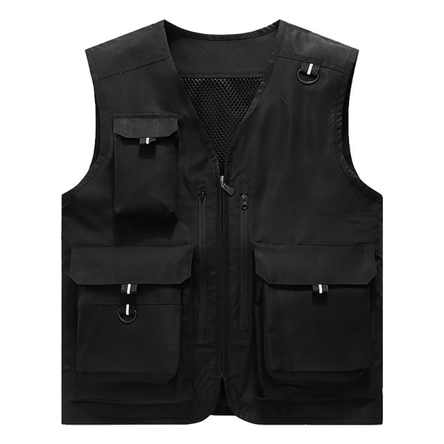 Gilet Décontracté pour Hommes - Col Montant Multi-Poches Sans Manches avec Fermeture Éclair pour Activités Extérieures, Pêche, Randonnée et Voyage