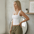 thumbnail image 5 of SOMER Women’s Basic Fitted Tank Tops Square Neck Sleeveless Double-Layer Casual Summer Tanks Top White, 5 of 8