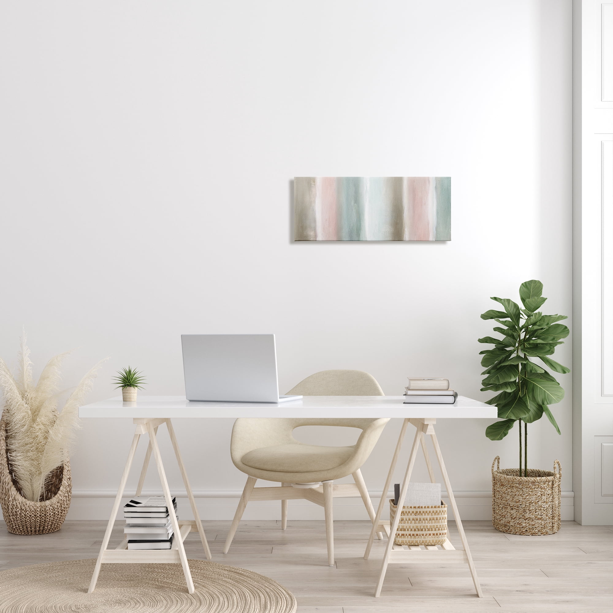 Stupell Indtries Blurred Striped Shape Abstraction Soft Pastel Pink Green,24 x 10,Design by Nan