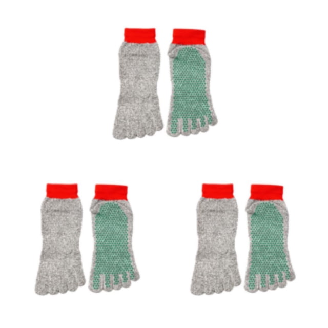 Maytalsory Stay Secure And Comfortable With 5 Toe Separation Socks For Barefoot Activities Gray green red bind 3Set