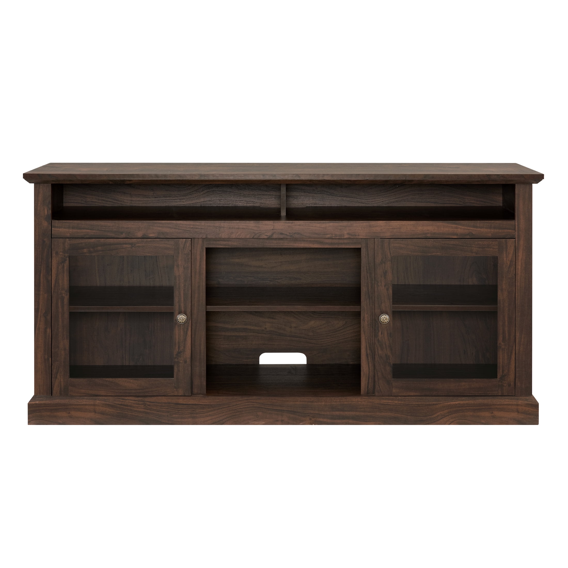 Noble House Fenriver 60" Farmhouse TV Stand, Media Console for 65" TVs with Glass Doors & Cable Management, Brown
