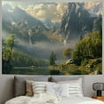 thumbnail image 2 of Shiartex Fantasy World Tapestry, Mountain Forest Lake Landscape Tapestries, Wilderness Sunshine Nature Waterfall Tapestry for Bedroom Living Room Warm  Painting, 2 of 6