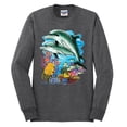 thumbnail image 2 of Pair of Dolphins Swimming in Ocean Animal Lover Mens Long Sleeve Shirt, Heather Black, 2XL, 2 of 3