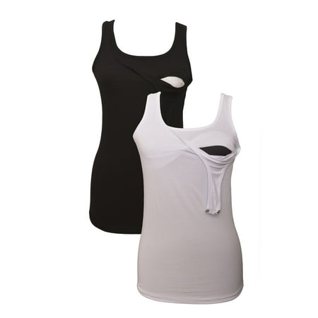 

100% Premium Cotton - Women Nursing Maternity Tank Top 2 Piece Set