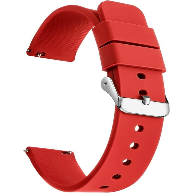 KOMI Bracelets de Montre en Silicone, Libération Rapide, Bracelets de Remplacement en Caoutchouc Souple de Qualité Supérieure pour Hommes et Femmes 18 mm Rouge