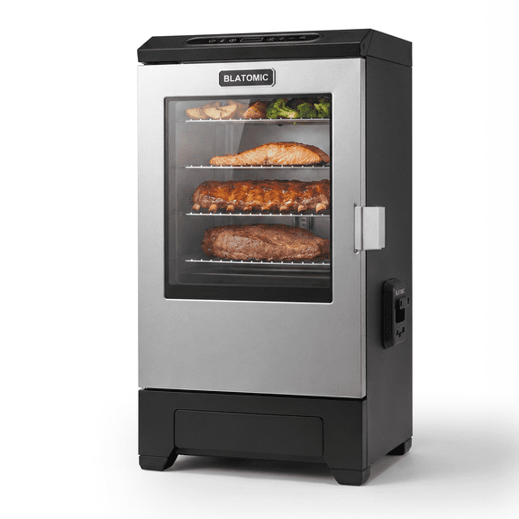BLATOMIC 1500W Electric Smoker for Outdoor, 30" Digital Vertical Smoker, 735 SQ.IN. Cooking Area and Double-Layer Windows, Outdoor Smoker with Meat Probe, Max 320°F & 12-Hour Timer