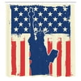 thumbnail image 3 of Ambesonne 4th of July Shower Curtain, Grunge Flag Design, 69"Wx75"L, Vermilion Navy Blue, 3 of 5