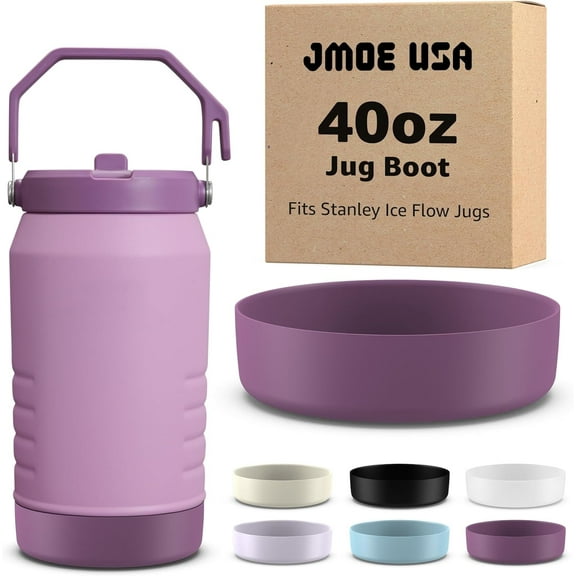 Jmoe USA Boot For Stanley IceFlow Jug | Made of Color Matched Silicone | Durable, Non-Slip Protective Sleeve | Prevents Dings and Scratches (Lilac, 40 Ounces)