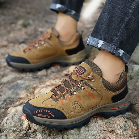 

Dyfzdhu Fashion All Season Men Sports Hiking Shoes Round Toe Lace Up Flat Non Slip Comfortable Solid Color