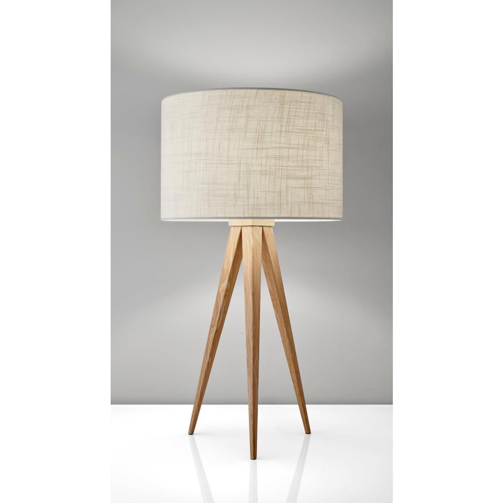 Adesso® Director Table Lamp, 26 1/4"H, Off-White Shade/Natural Base