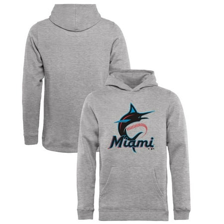 - Miami Marlins Fanatics Branded Youth Primary Logo Pullover Hoodie - Heathered Gray