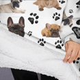 thumbnail image 3 of Oversized Wearable Blanket Hoodie,French Bulldog Footprint Sherpa Blanket Hoodie with Super Pockets,Super Warm Fuzzy Pullover for Women & Men, 3 of 6