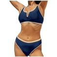 thumbnail image 1 of FhsagQ Plus Size Swimsuit Sets for Women Yellow Split Body Swimsuit for Women Bikini Color Matching Slim Beach Swimsuit for Women Swimsuit for Women Swimsuit Sets for Women Silk Navy S, 1 of 5