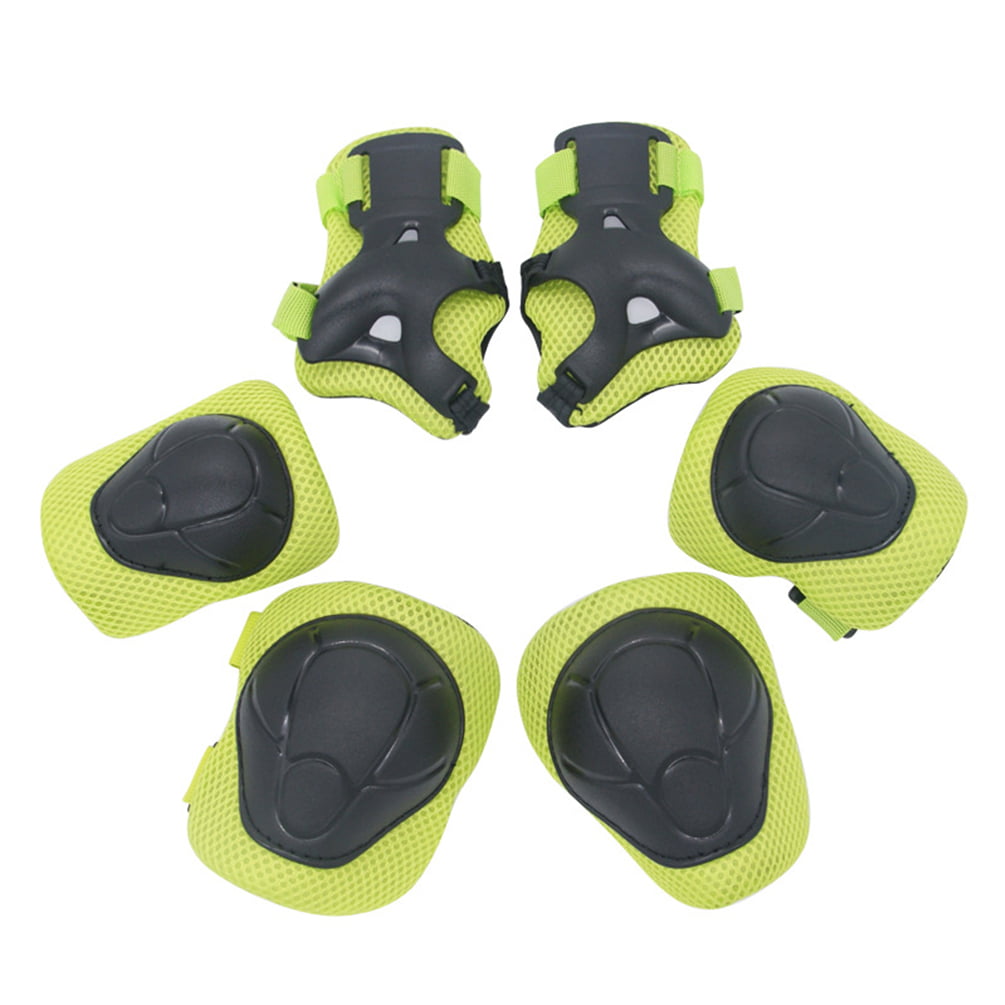 Kids Bicycle Bike Protective Pads Set 6pcs also for Scooter/Skateboard use Green 